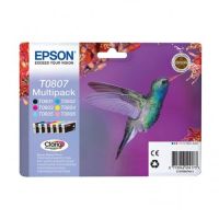 Epson T0807 - Confezione di 6 getto d’inchiostro originale C13T08074011 - Nero Ciano Magenta Giallo