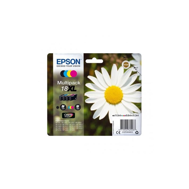 Epson 1816 - Confezione di 4 getto d’inchiostro originale C13T18164012 - Nero Ciano Magenta Giallo