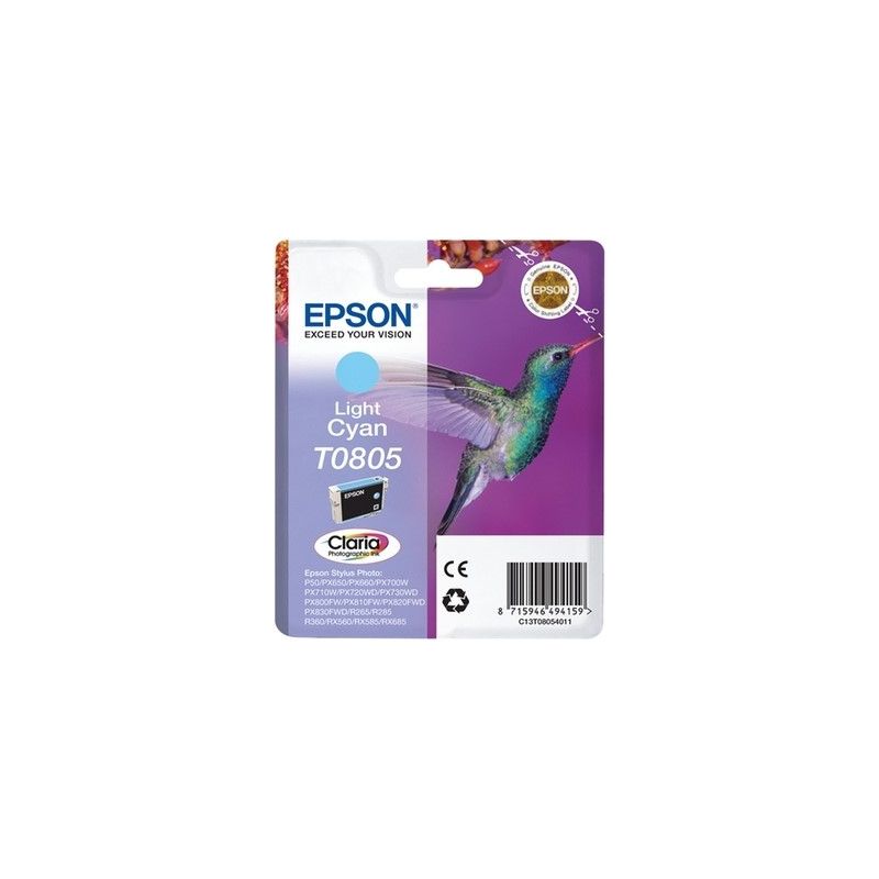 Epson T0805 - Cartucho de inyección de tinta original C13T08054011 - Cian claro