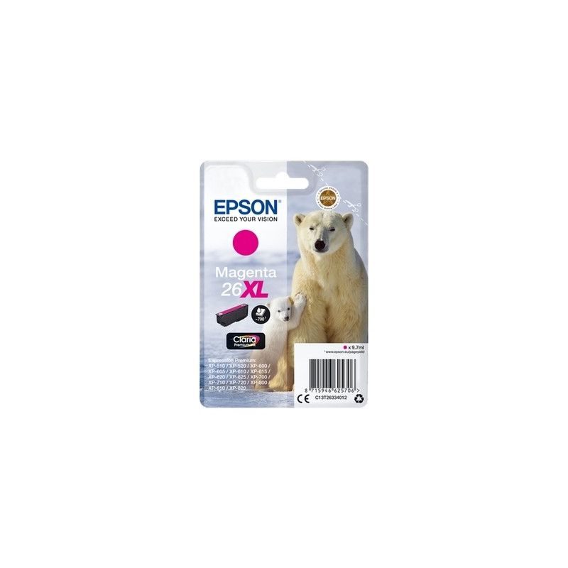 Epson 26XL - Cartucho de inyección de tinta original C13T26334012 - Magenta