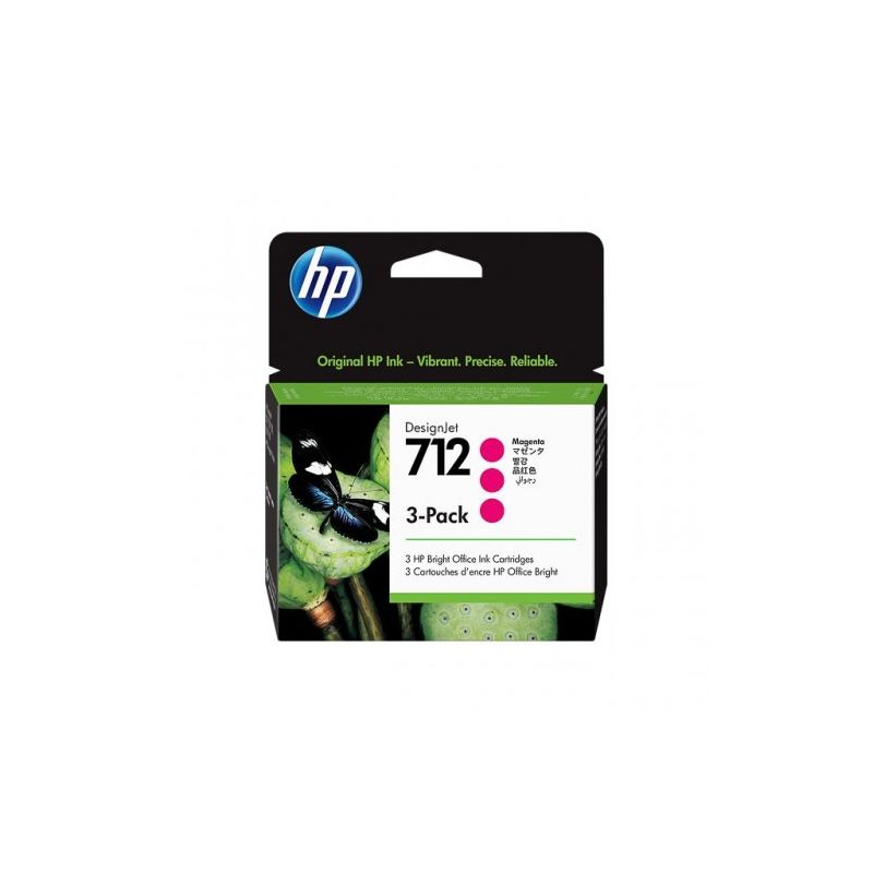 Hp 712 - Pack x 3 3ED78A, 712 original ink jets - Magenta