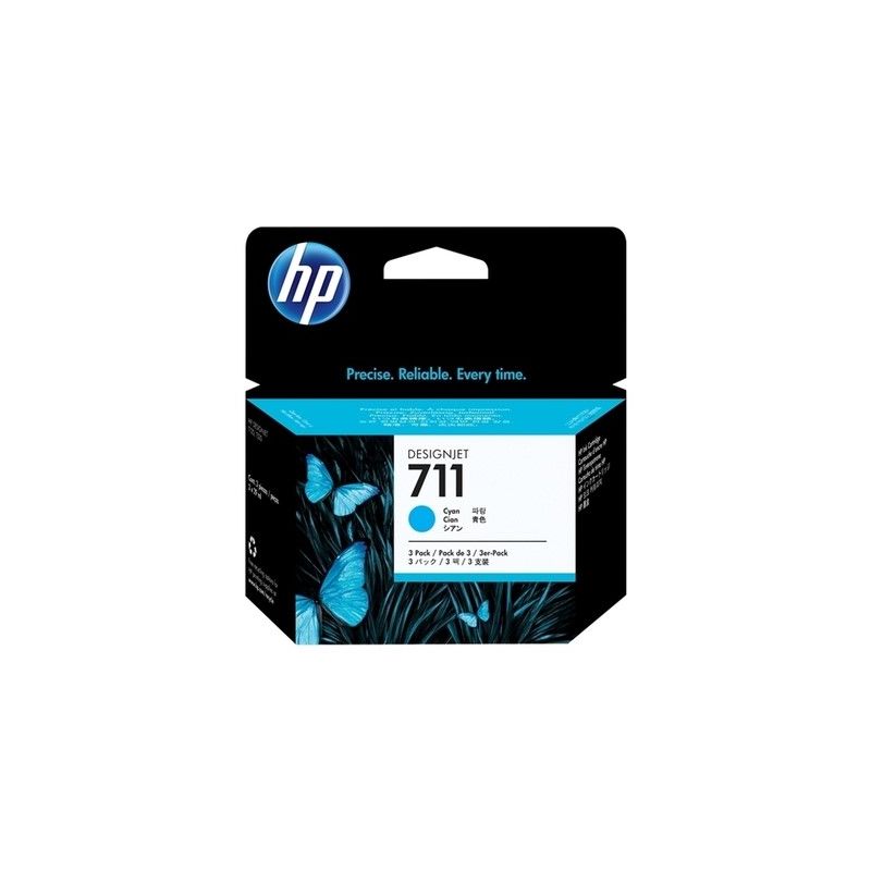 Hp 711 - Pack x 3 CZ134A original ink jets - Cyan