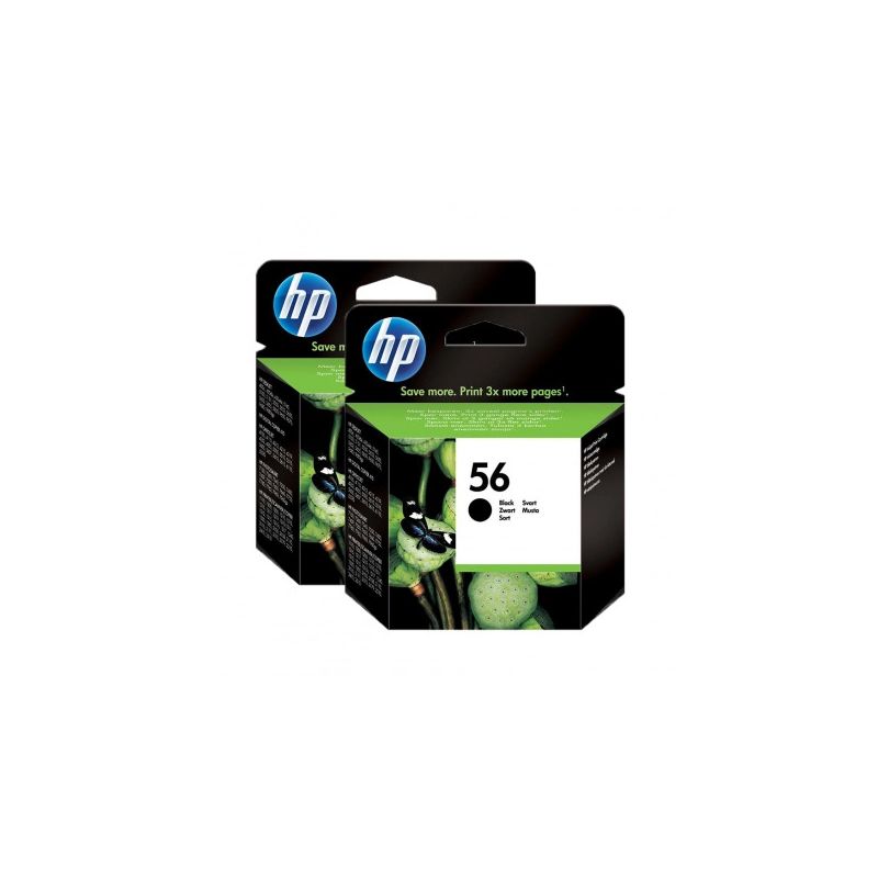 Hp 56 - Pack x 2 C6656AE, C9502AE original ink jets - Black