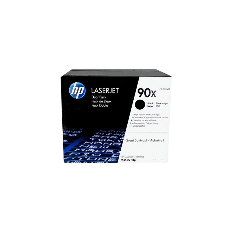 Hp 09X - Confezione di 2 toner originali CE390X, 90X - Nero