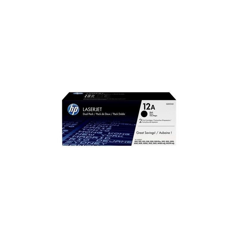 Hp 12A - Pack x 2 Q2612AD original toner - Black