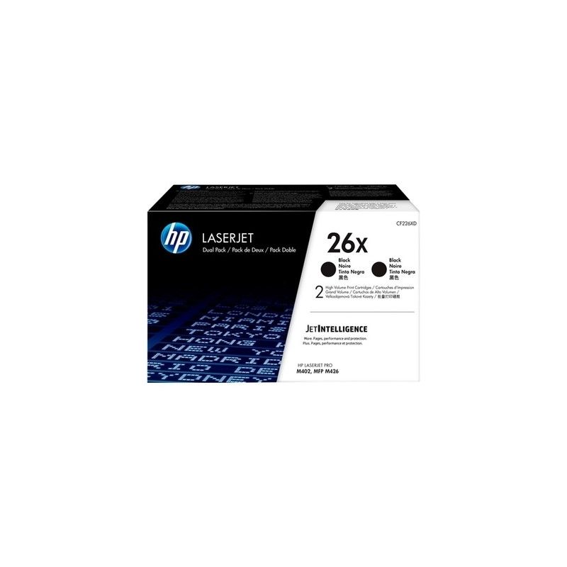 Hp 26X - Pack x 2 CF226XD, 26X original toner - Black