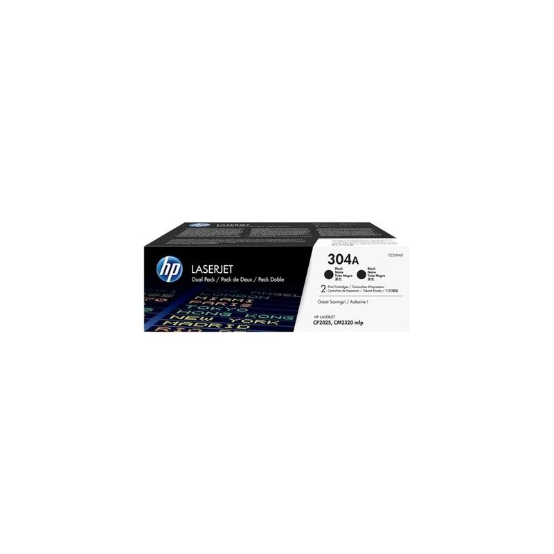 Hp 304A - Pack x 2 CC530AD, 304A original toner - Black