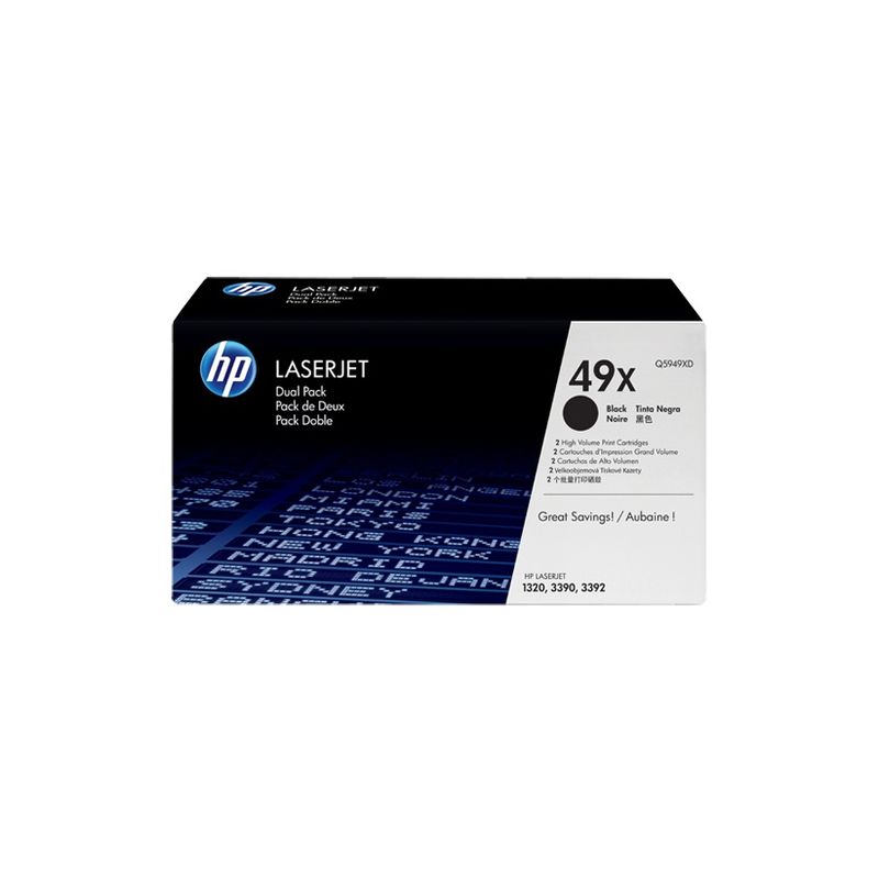 Hp 49X - Pack x 2 Q5949XD, 59X original toner - Black