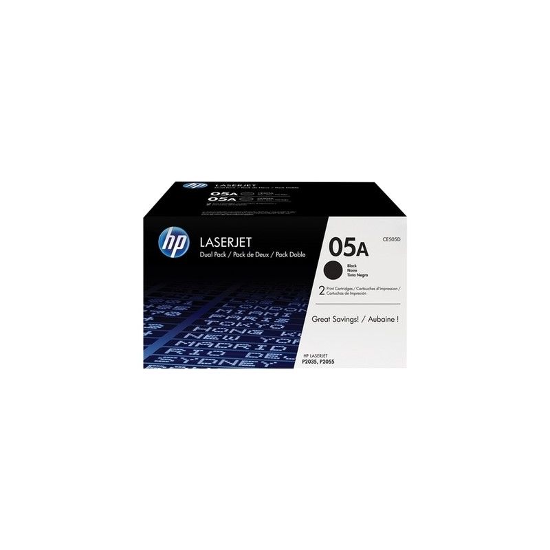 Hp 05A - Pack x 2 Toner original CE505D, 05A - Black