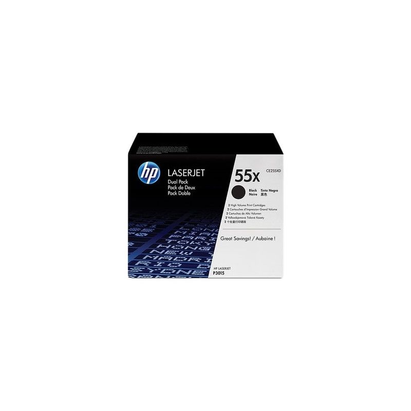 Hp 55X - Pack x 2 Originaltoner CE255XD - Black