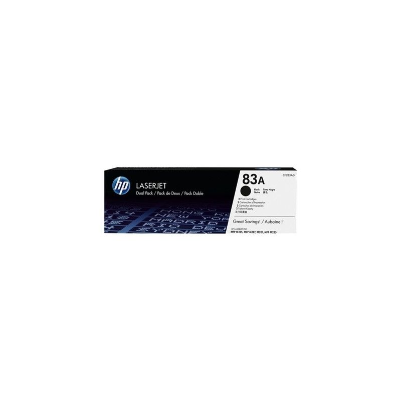 Hp 83A - Confezione di 2 toner originali CF283AD, 83A - Nero