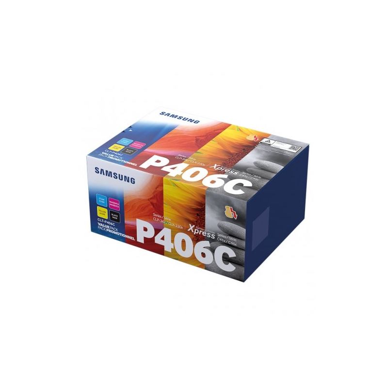 Samsung P406C - Pack x 4 Originaltoner CLTP406CELS, SU375A - Black Cyan Magenta Yellow