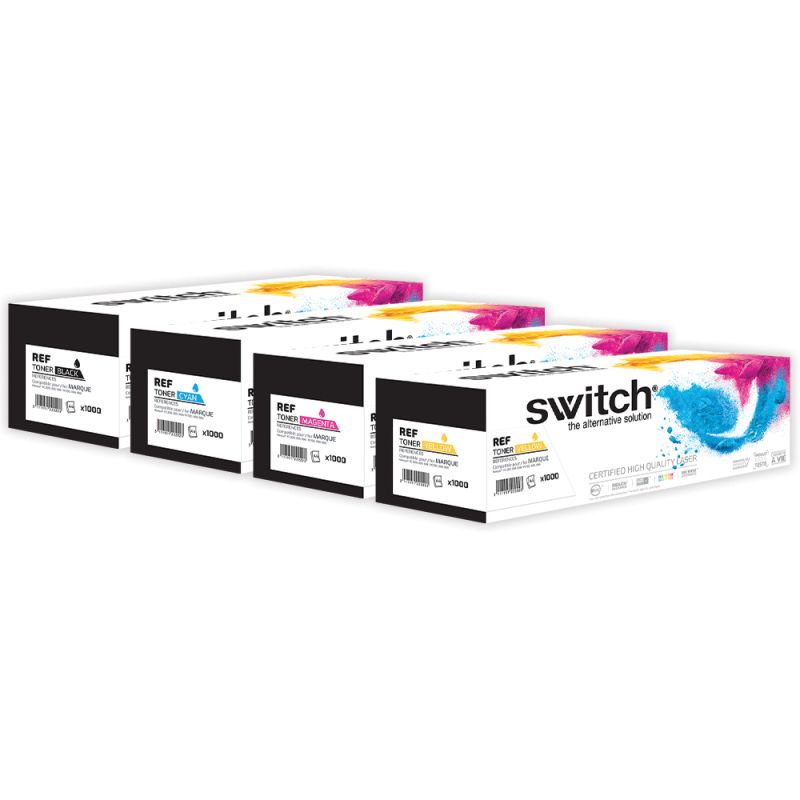 OKI C332 - SWITCH Confezione di 4 toner compatibili con 46508712, 46508711, 46508710, 46508709 - BCMY