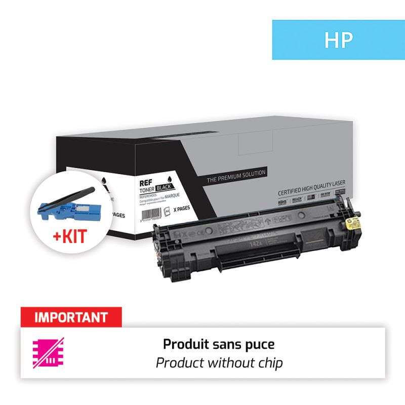 Hp 142A - Toner senza chip con kit di strumenti equivalente a W1420A, 142A - Nero