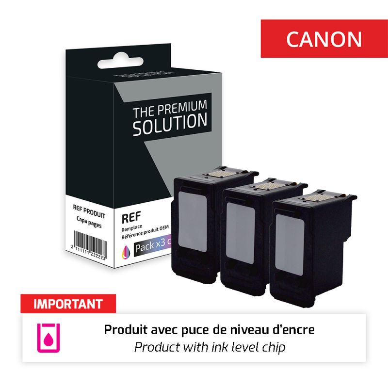 Canon 540XL/541XL - Confezione di 3 getto d’inchiostro “Ink Level” compatibile con 540XL, 5222B005 - 541XL, 5226B005