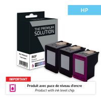 Hp 302XL - Pack x 3 F6U68AE, F6U67AE compatible 'Ink Level' ink jets - Black + Tricolor