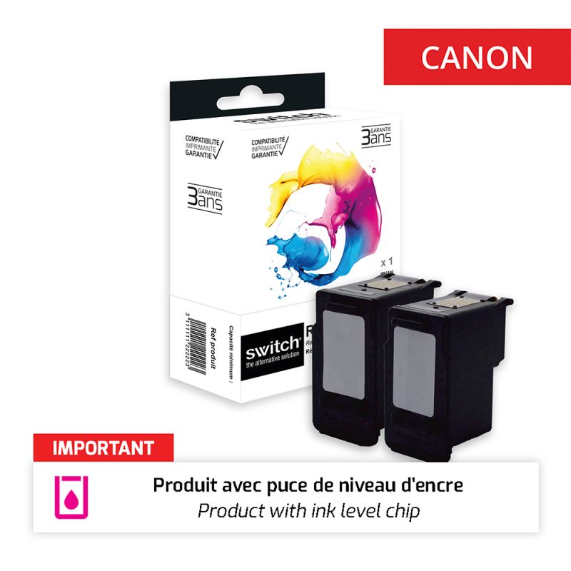 Canon 545XL - SWITCH Pack x 2 ‚Ink Level‘ Tintenstrahlpatrone entspricht PG545XL, 8286B001 - Black