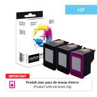 Hp 302XL - SWITCH Confezione di 3 getto d’inchiostro “Ink Level” compatibile con F6U68AE, F6U67AE - Nero + Tricolore