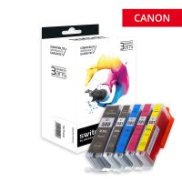 Canon 580XXL/581XXL - SWITCH Pack x 5 cartuchos de inyección de tinta equivalentes a PGI580PGBKXXL, CLI581XXL - BPBCMY