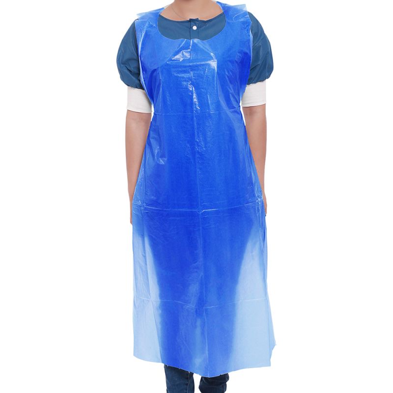 Disposable embossed apron 120cm x 70cm, PE 35µ Blue - Detachable bundle of 100