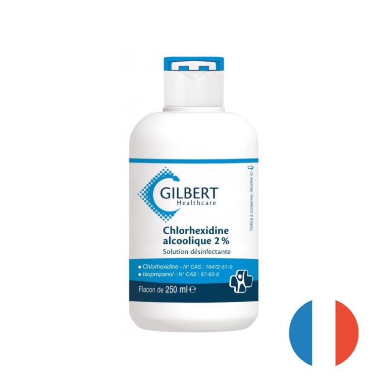 Colorless alcoholic chlorhexidine 2% Gilbert 250ml bottle