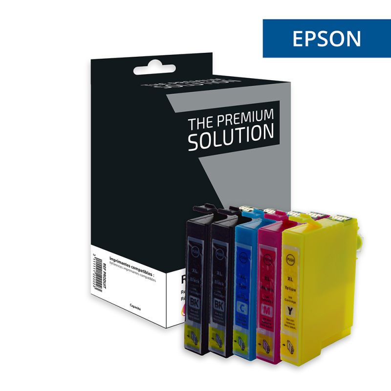 Epson 1285 - Pack x 5 jet d'encre équivalent à C13T12854011 - Black Cyan Magenta Yellow