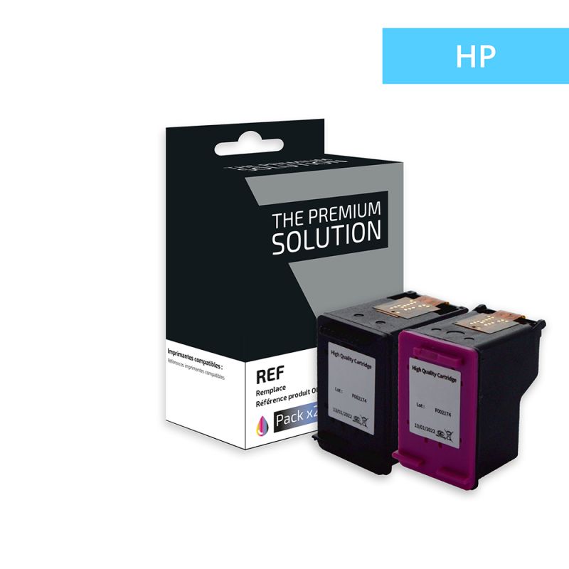 Hp 62XL - Confezione di 2 getto d’inchiostro compatibile con C2P05AE, C2P07AE - Nero + Tricolore