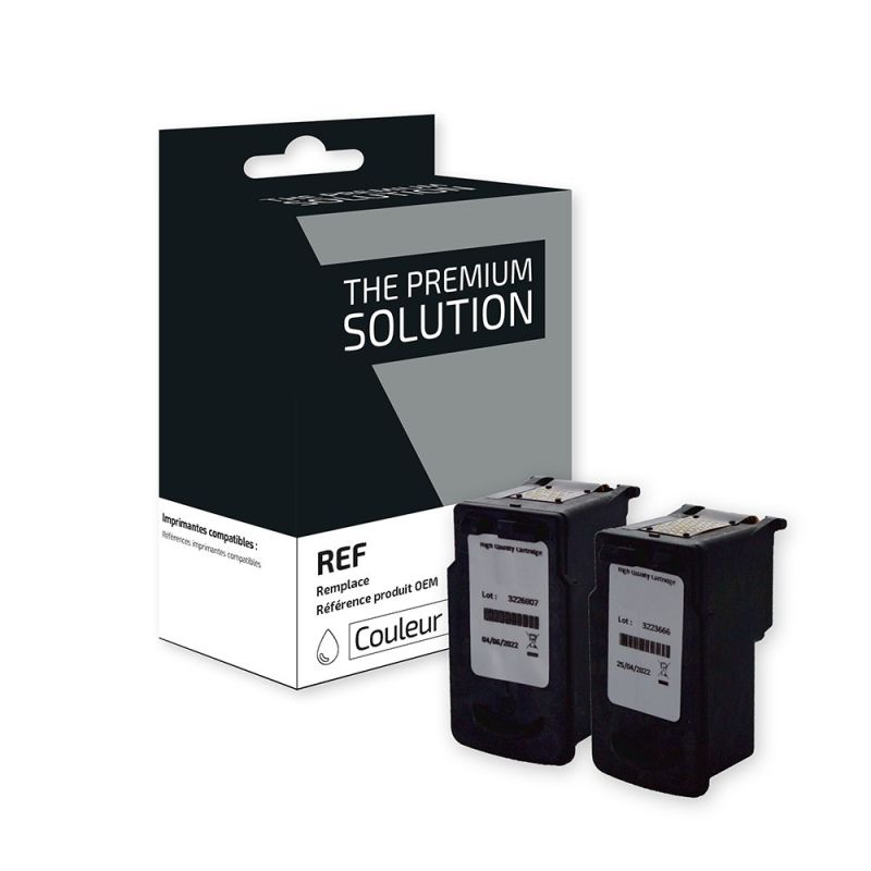 Canon 37/38 - Pack x 2 jet d'encre équivalent à PG37, CL38, 2145B001, 2146B001 - Black + Tricolor