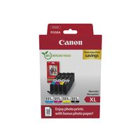 Canon 551XL - Pack x 4 inkjet original + 50 PP 6443B008 - Black Cyan Magenta Yellow