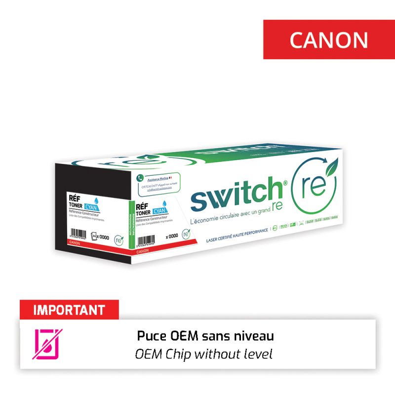 Canon 055H - SWITCH 'Gamme OEM 055H, 3019C002 compatible toner chip - Cyan