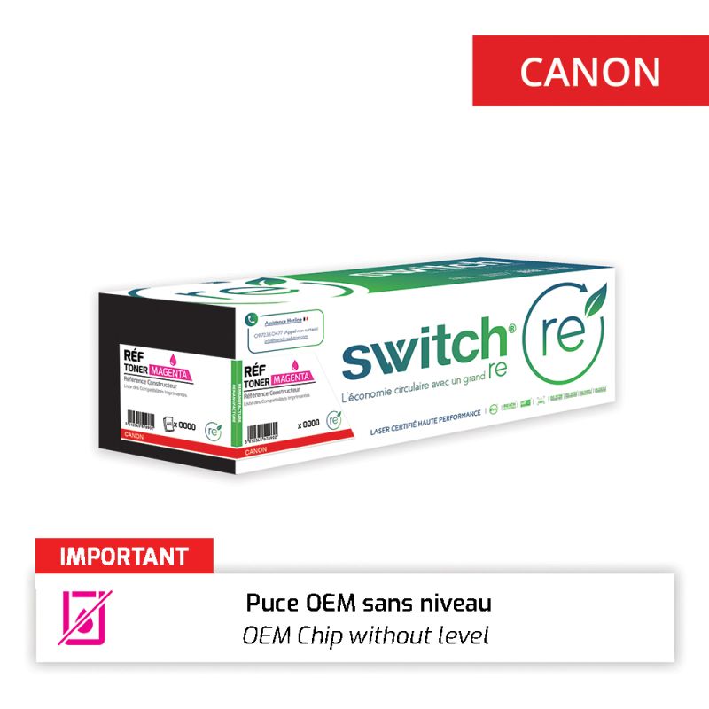 Canon 055H - SWITCH 'Gamme OEM 055H, 3018C002 compatible toner chip - Magenta