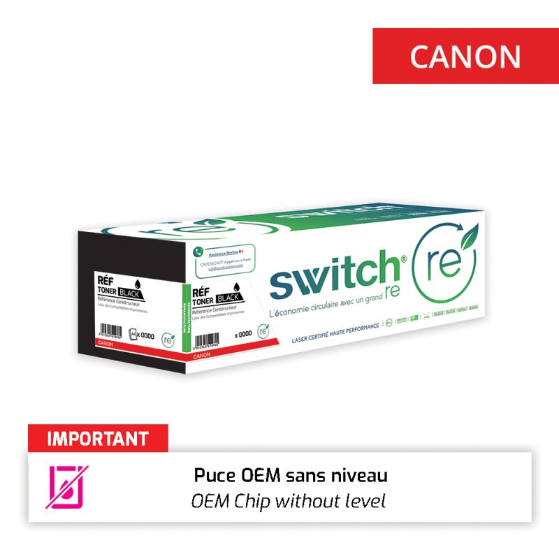 Canon 057H - SWITCH Toner con chip OEM compatibile con 057H, 3010C002 - Nero