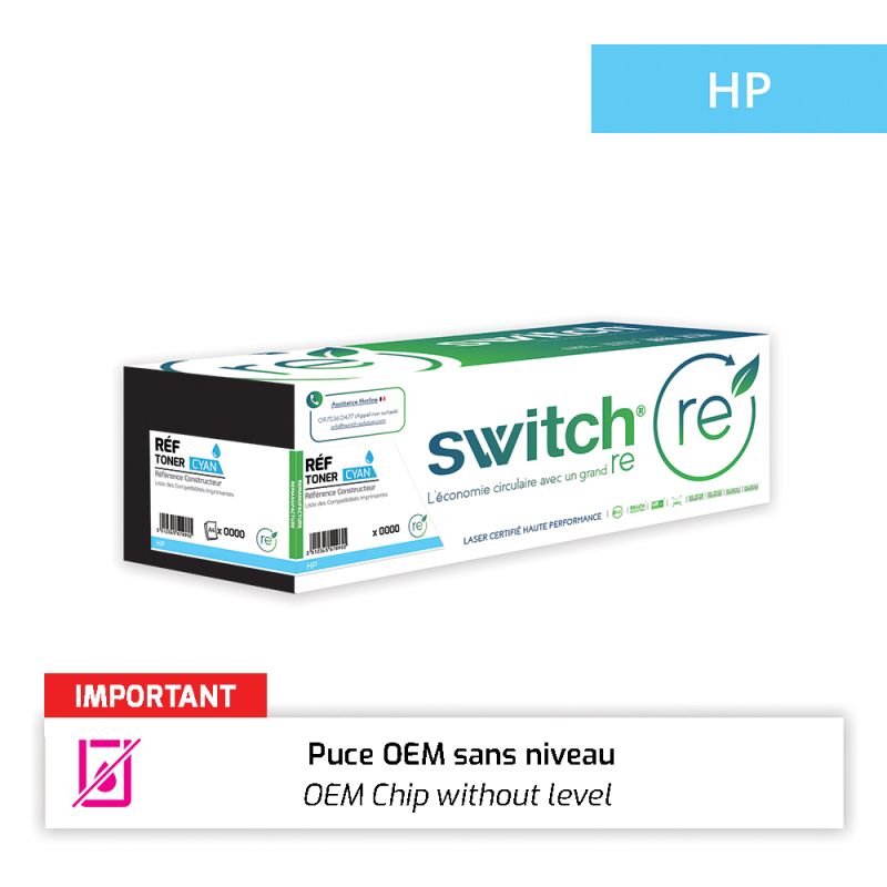 Hp 415A - SWITCH Toner puce OEM équivalent à W2031A, 415A - Cyan