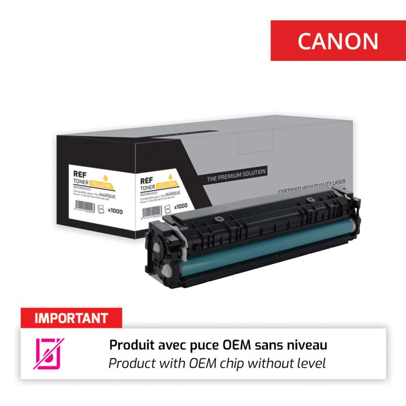 Canon 055H - Tóner con chip OEM equivalente a 055H, 3017C002 - Amarillo