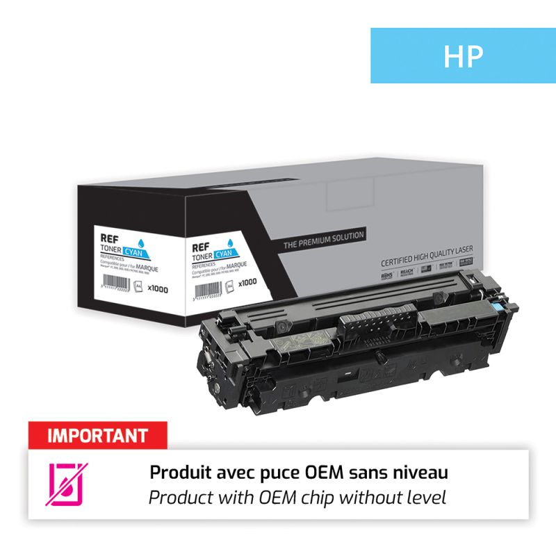 Hp 415A - Toner puce OEM équivalent à W2031, 415 - Cyan