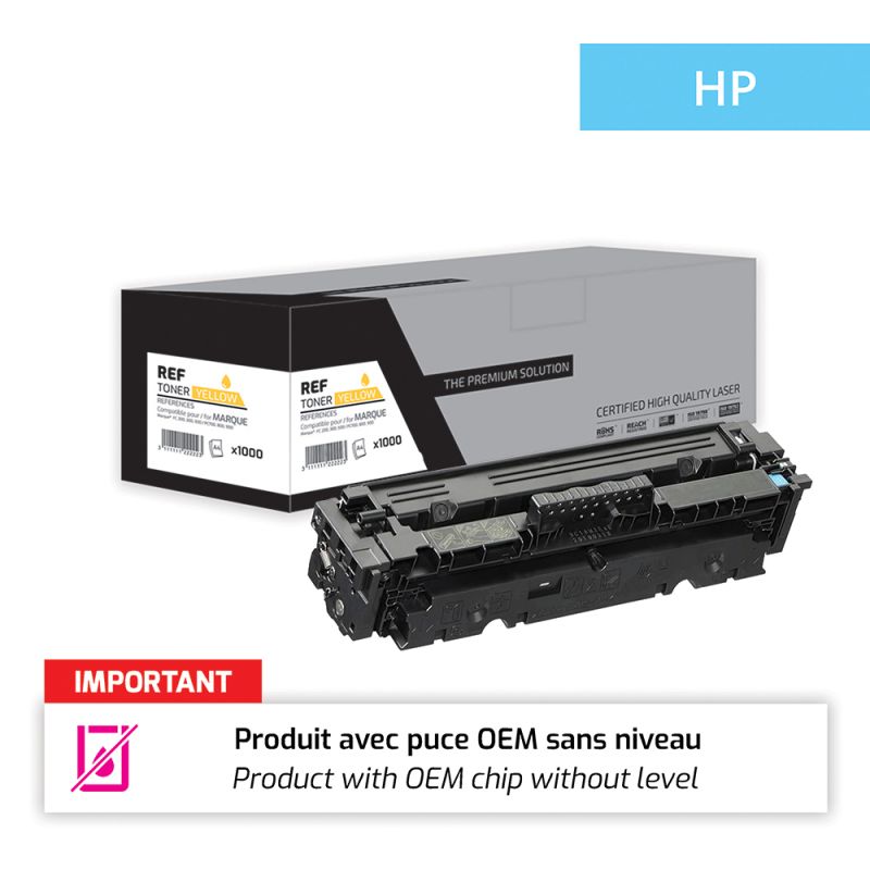 Hp 415X - Toner puce OEM équivalent à W2032X, 415X - Yellow