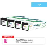 Hp 207A - SWITCH Pack x 4 replacement Toner OEM chip W2210A, W2211A, W2212A, W2213A, 207A - BCMY