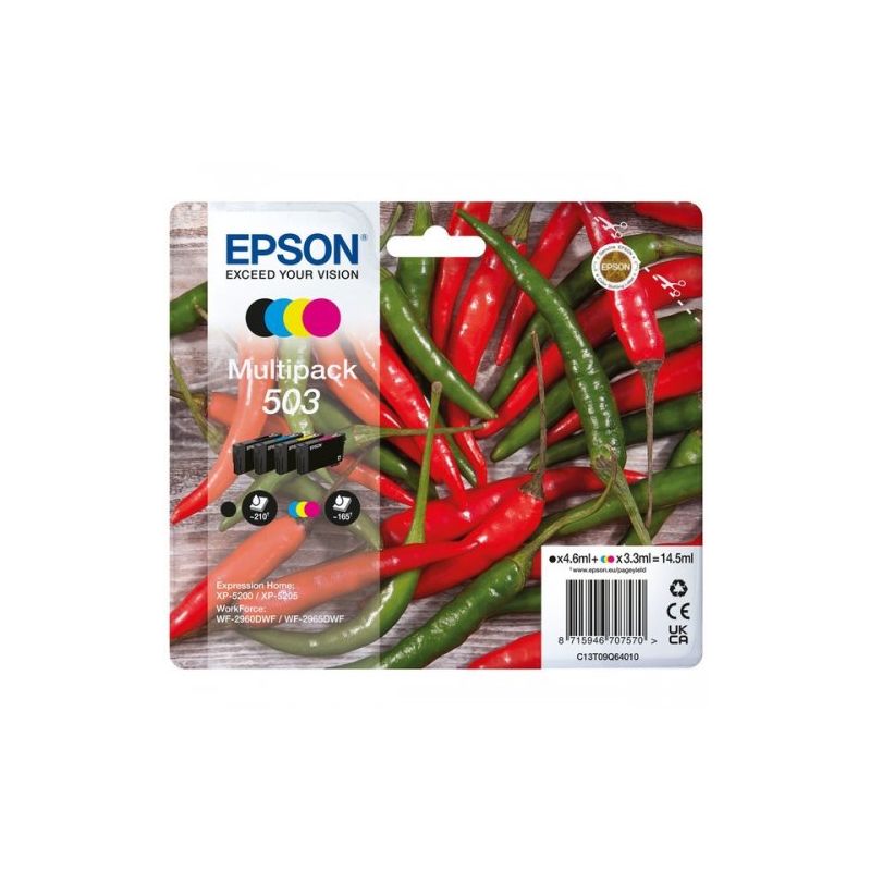 Epson 503 - Pack x 4 jet d'encre original C13T09Q64010 - Black Cyan Magenta Yellow