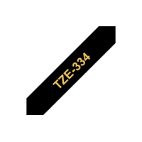 BROTHER TZe 334 COMPATIBLE CASSETTE RIBBON LABEL (12mm x 8m) Gold on Black