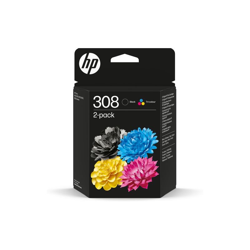 Hp 308 - Pack x 2 6L6S6UE original ink jets - Black + Tricolor