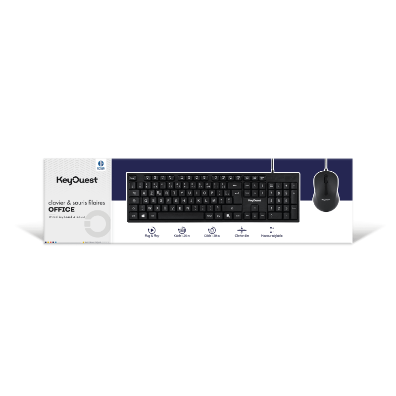 KEY OUEST Clavier filaire + souris filaire Office