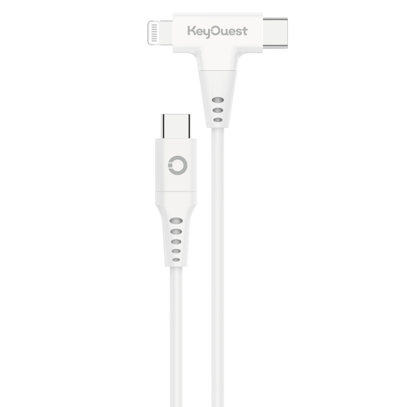 eKOgreen Cavo riciclato USB-C/Lightning (MFi 2 in 1) 3A - 1,20m - Bianco