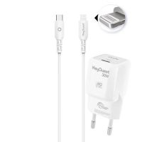 Kit caricabatterie di rete riciclato eKOgreen GaN 30W + USB-C/Light - Bianco