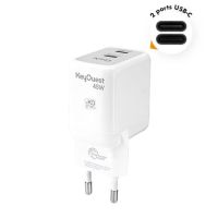 eKOgreen Caricatore di rete riciclato GaN 2 porte USB-C 45W - Bianco