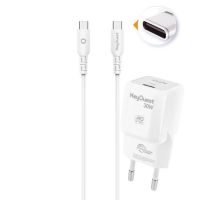 Kit Cargador eKOgreen reciclado GaN 30W + USB-C/USB-C - Blanco