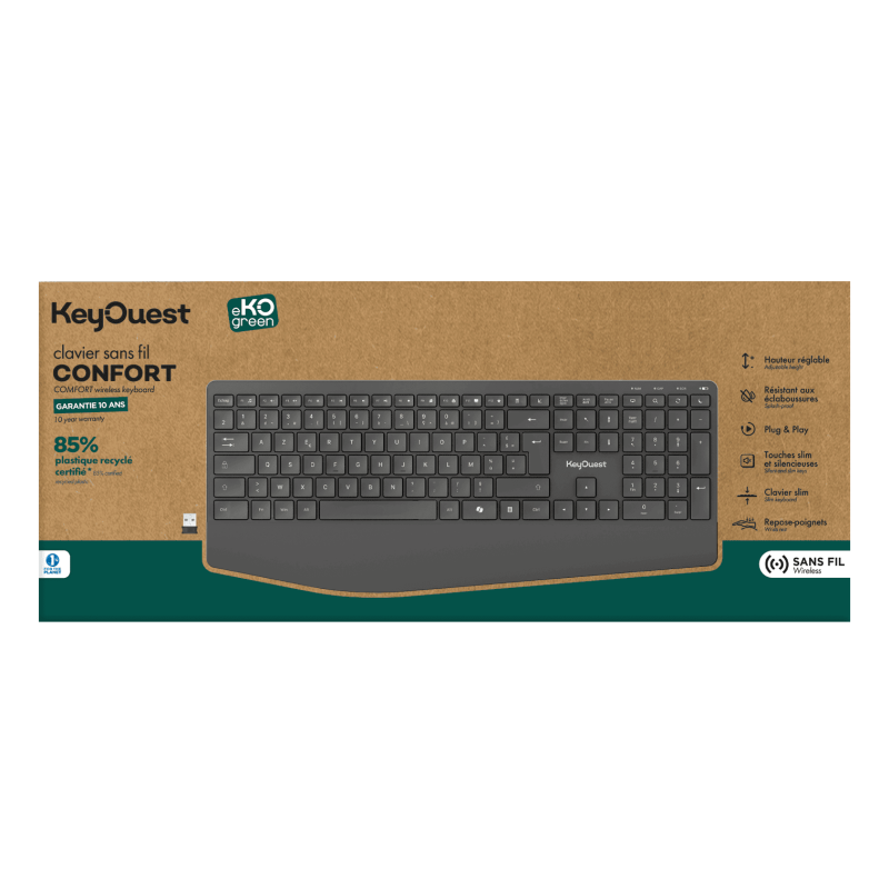 eKOgreen recycled Cordless Comfort Keyboard - Black
