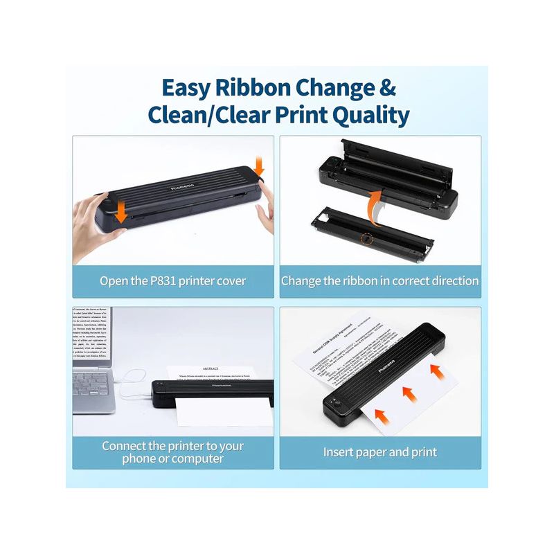 Pack x2 Thermal Transfer ribbon for Phomemo P831 Portable Thermal Printer - Black