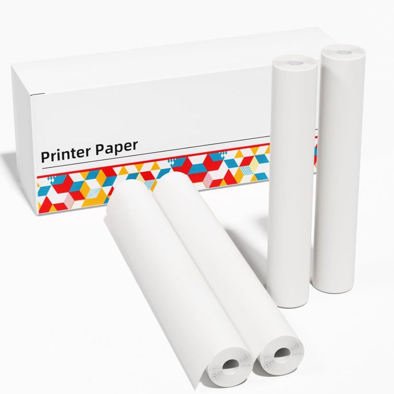 Phomemo - Pack x4 Rollos de papel adhesivo térmico (210mm x 6.5m) - Blanco