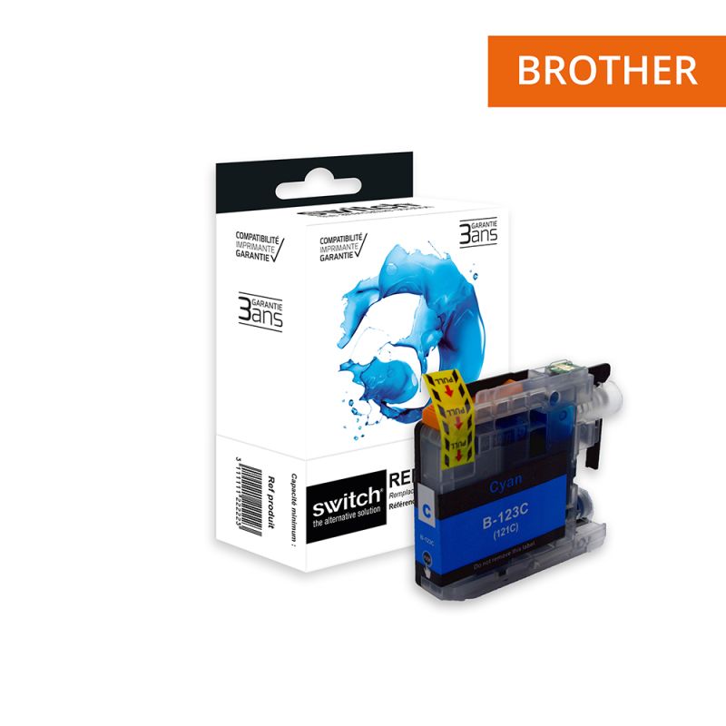 Brother 123 - SWITCH cartuccia a getto d’inchiostro compatibile con LC121/123C - Ciano