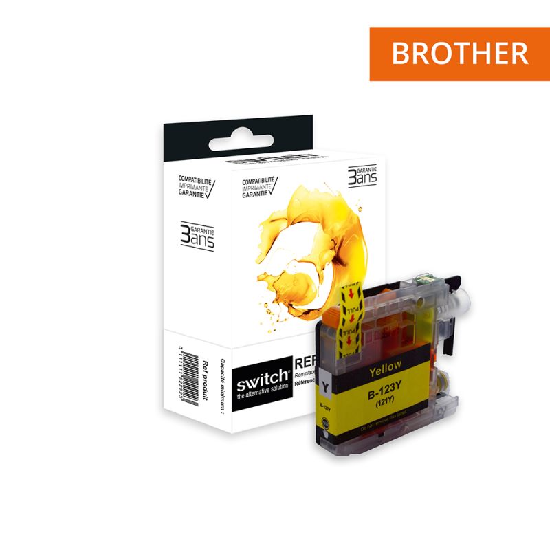 Brother 123 - SWITCH cartuccia a getto d’inchiostro compatibile con LC121/123Y - Giallo